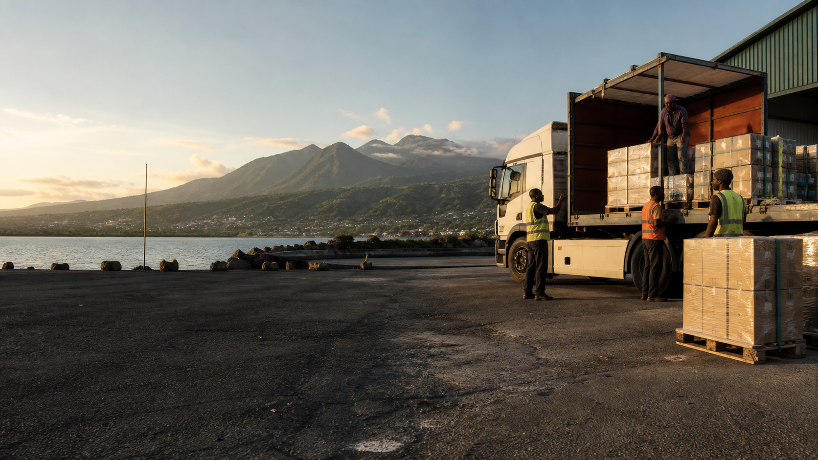 Marchandises chargées pour le transport près de Goma